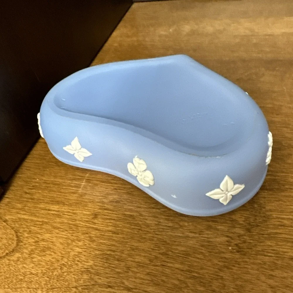 Wedgwood Lidded Trinket Box Jasperware Blue and White Jewelry Box Heart Shaped